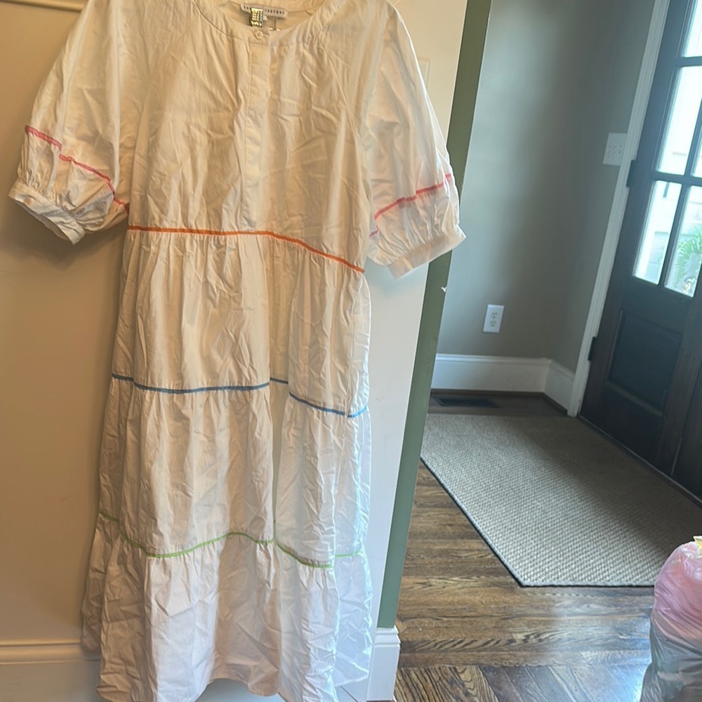 English Factory White Cream Tiered Puff Sleeve Sundress